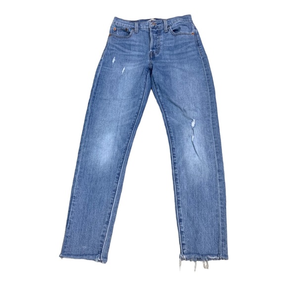 Levi’s Button-fly Wedgie skinny cropped raw hem Highrise sz26 - Picture 3 of 9